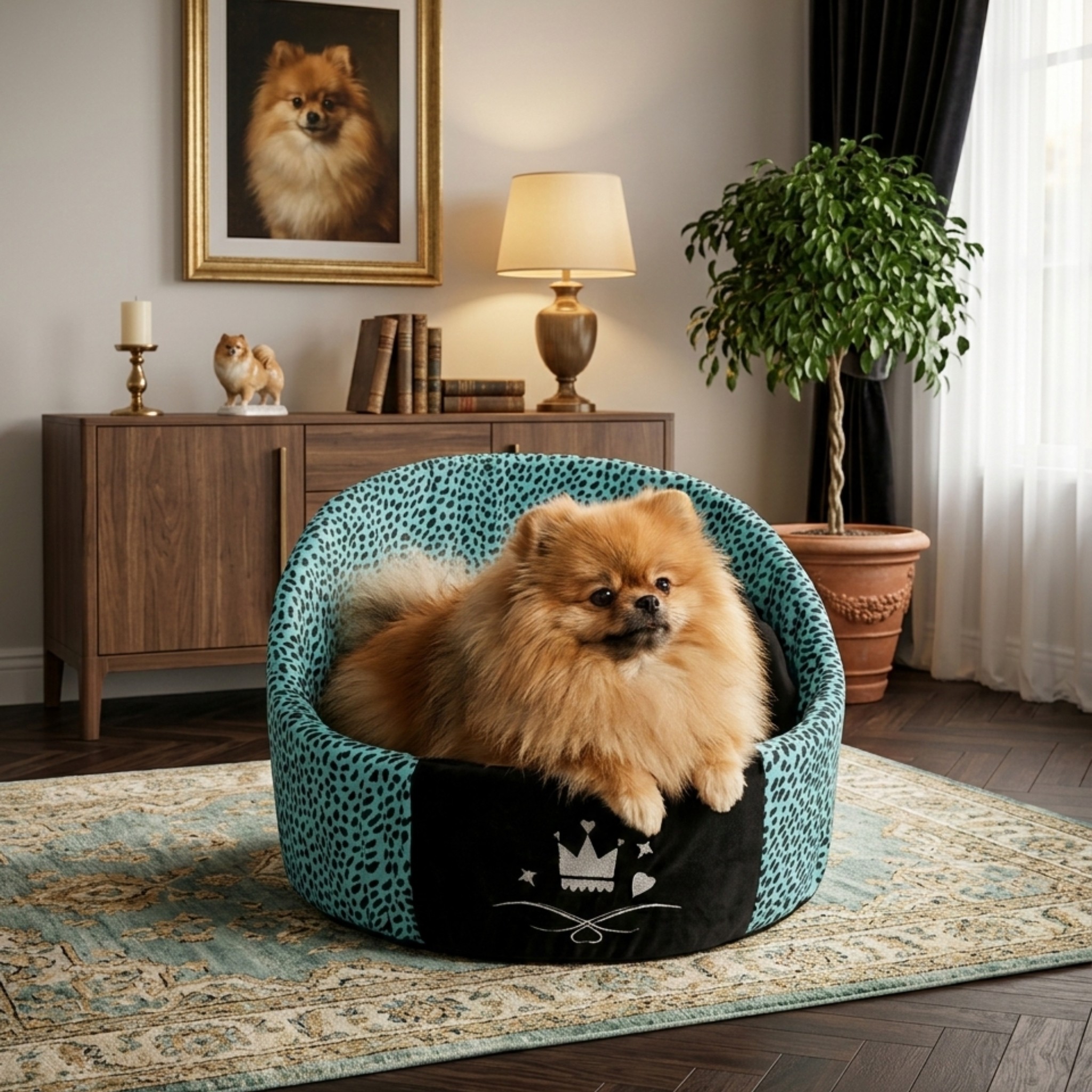 Cuccia Rotonda Velluto Animalier per Cani